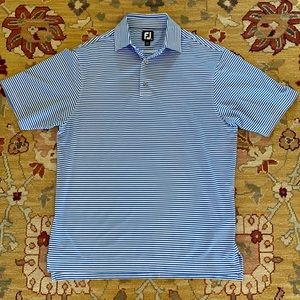 Footjoy Blue/White Striped Golf Shirt Medium